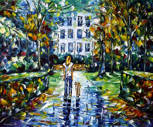 oilpainting,modern,impressionism,park,woman-with-a-dog,girl-with-a-dog,walking,cityscape,cityscene,old-cemetery,graves,monuments,natural monument,landscape,summer,spring,autumn,Kaiser-Wilhelm-Denkmal,Robert-Mayer