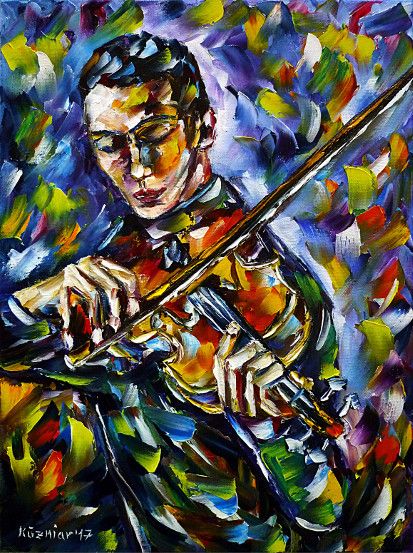 oilpainting, impressionism, violin, fiddleplaying, violinist, music, classical, gypsy