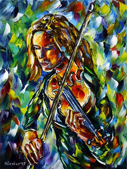 oilpainting, impressionism, violin, fiddleplaying, violinist, music, classic, girl, woman