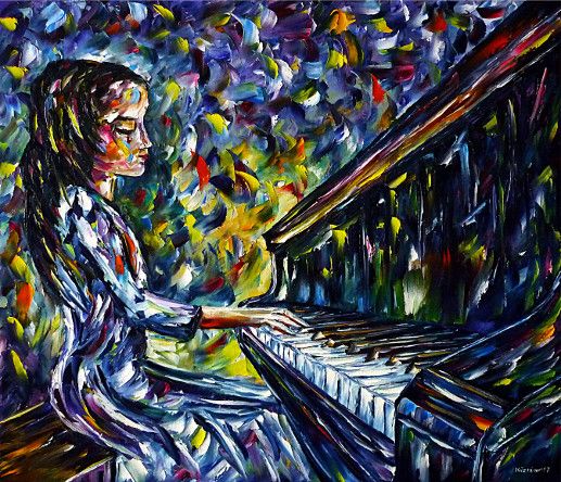 oilpainting, impressionism, pianoplaying, piano, girl, pianist, music