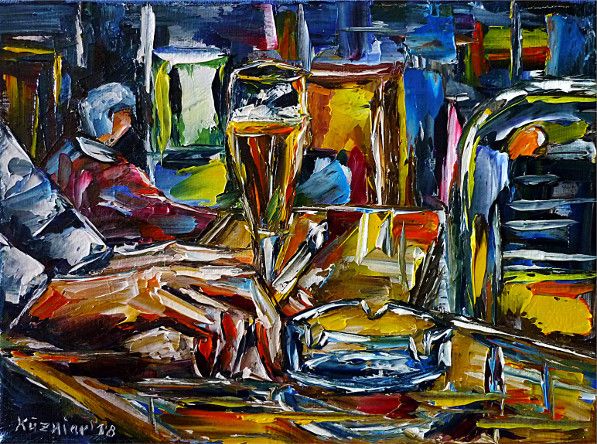 oilpainting,modern,impressionism,pub,bar,restaurant,drinking,eating,smoking,drinkers,drunkards,slots,nightlife,beer,alcohol,publife