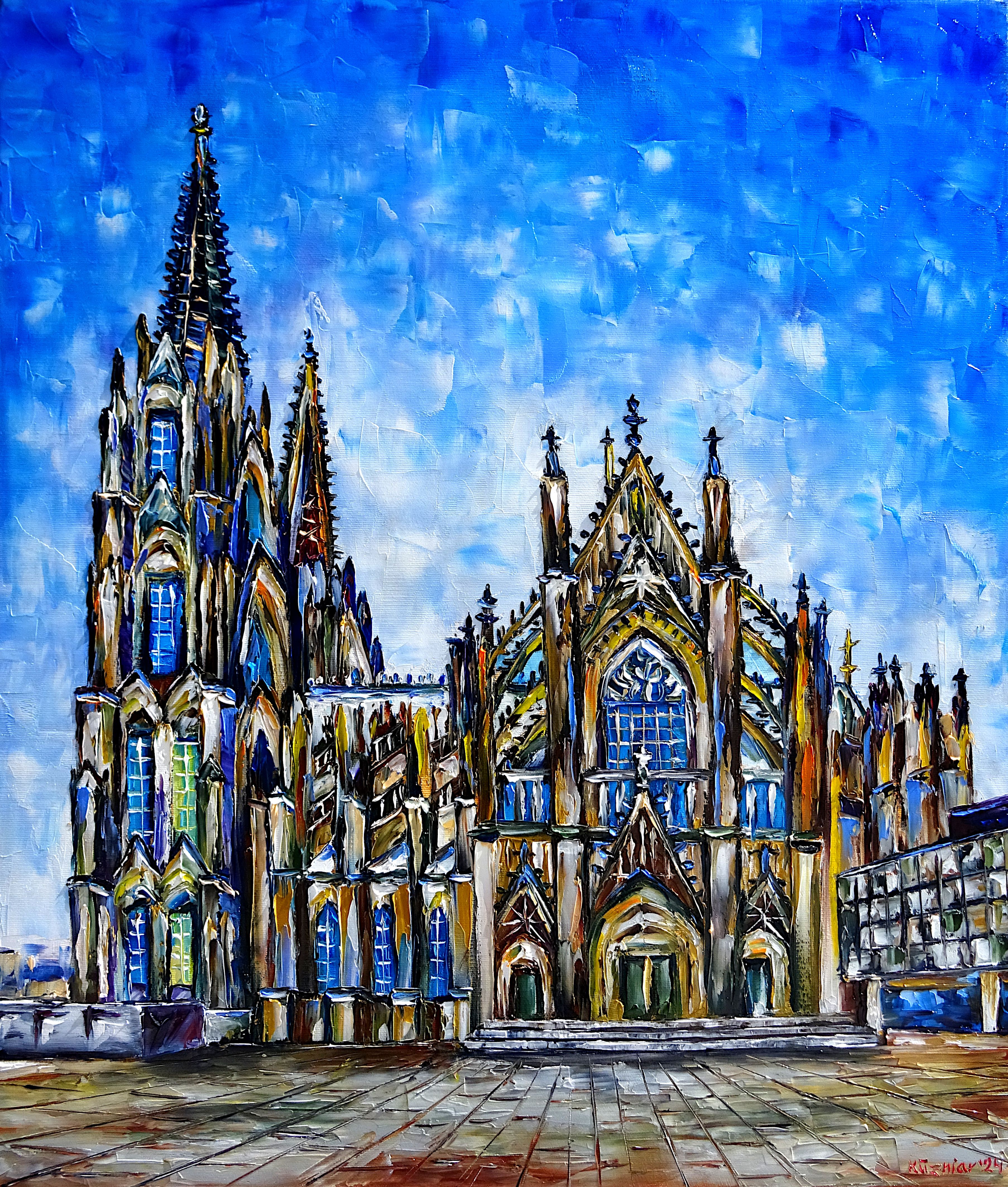Cologne cathedral, Cologne cathedral painting,Cologne cathedral in oil,church in Cologne,Cologne landmark,church painting,cathedral,national symbol,Cologne cathedral art,Cologne cathedral abstract,Cologne cathedral colorful,Cologne love,I love Cologne,Germany,Germany's sights,beautiful Germany,tourism,palette knife oil painting,expressive art,expressive painting,expressionism,lively colors,colorful painting,impasto painting,figurative