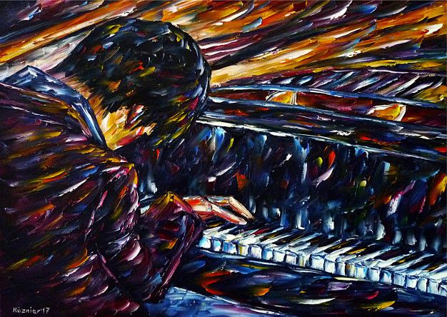 oilpainting, impressionism, pianoplaying, pianoplayer, piano, pianist, music