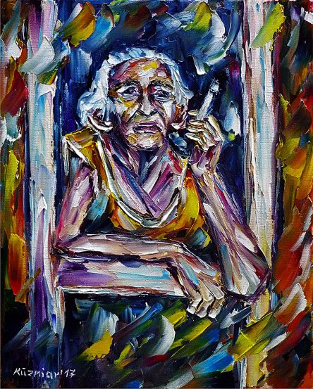 oilpainting, impressionism, Cuba, Caribbean, womanwithcigarette, window, womaninwindow