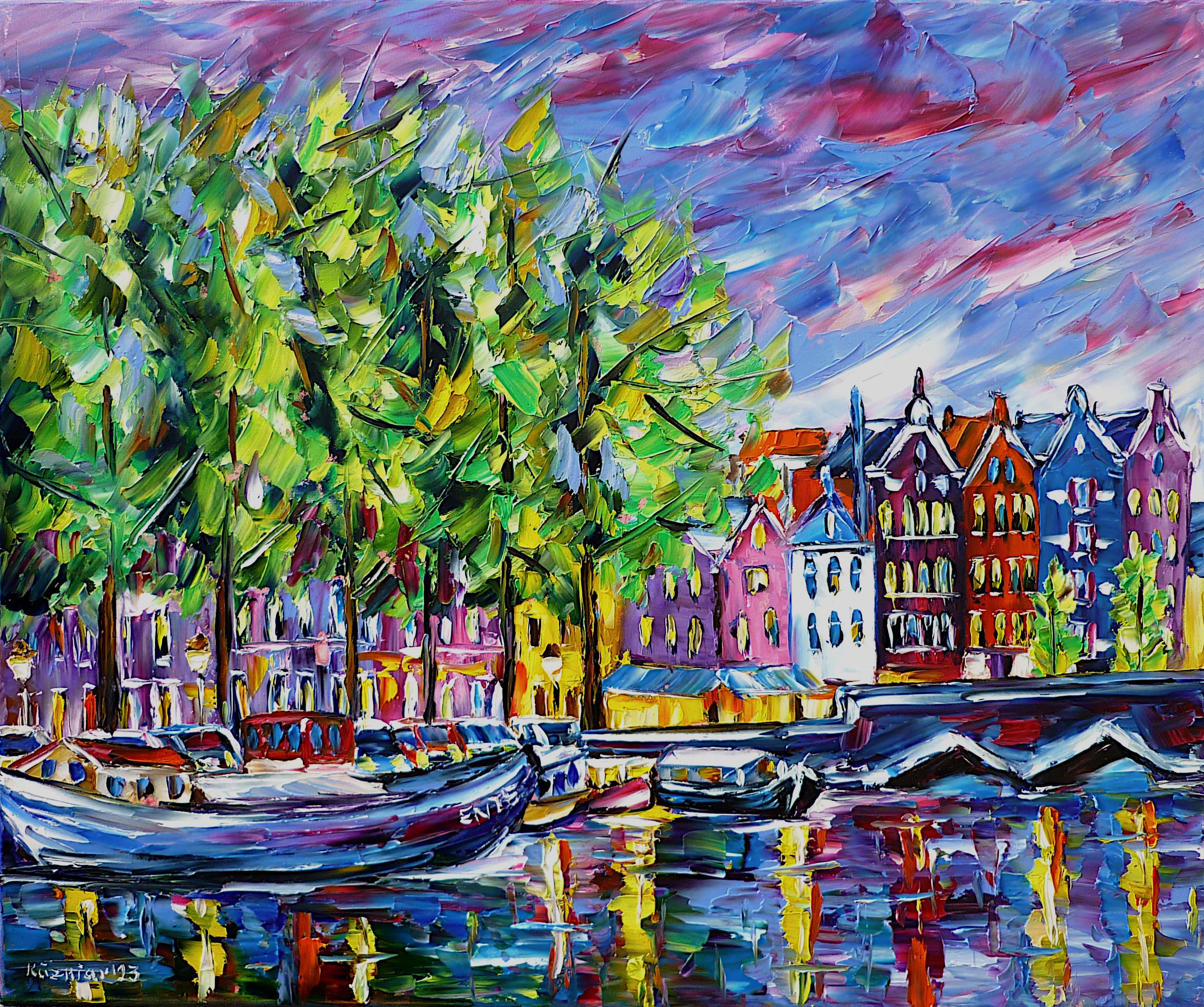 amsterdam picture,amsterdam painting,amsterdam in the evening,amsterdam art,amsterdam evening mood,amsterdam evening sky,houses of amsterdam,amsterdam water canal,amsterdam canals,amsterdam river,amsterdam bridge,boats in amsterdam,water reflections,colorful amsterdam,old amsterdam,sky over amsterdam,boats in the harbour,amsterdam cityscape,colorful houses,amsterdam beauty,amsterdam love,amsterdam lovers,i love amsterdam,beautiful city,holland,netherlands,palette knife oil painting,modern art,figurative art,figurative painting,contemporary painting,abstract painting,lively colors,colorful painting,bright colors,impasto painting