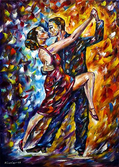 oilpainting, impressionism, dance, dancing, argentina, tangodancers, dancers, music