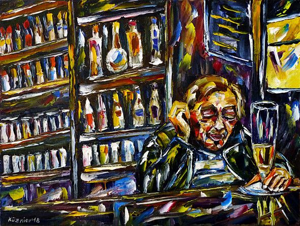 oilpainting,modern,impressionism,alcoholic,drunkard,drinking,booze,alcohol,pub,sleeping-at-the-food,addiction,alcoholism,bar, brandy,vodka,sleeping-at-the-counter